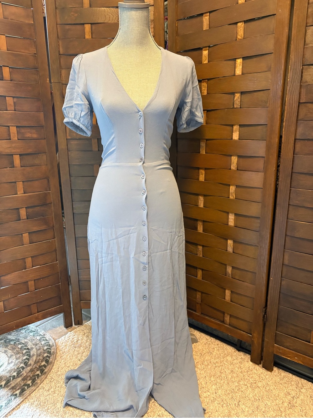 Reformation women’s light blue button down full length dress size 4